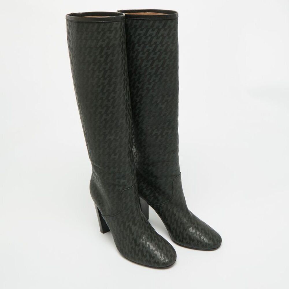 Hermes H Logo Size 36 Black Leather Knee Length Boots - Picture 4 of 7